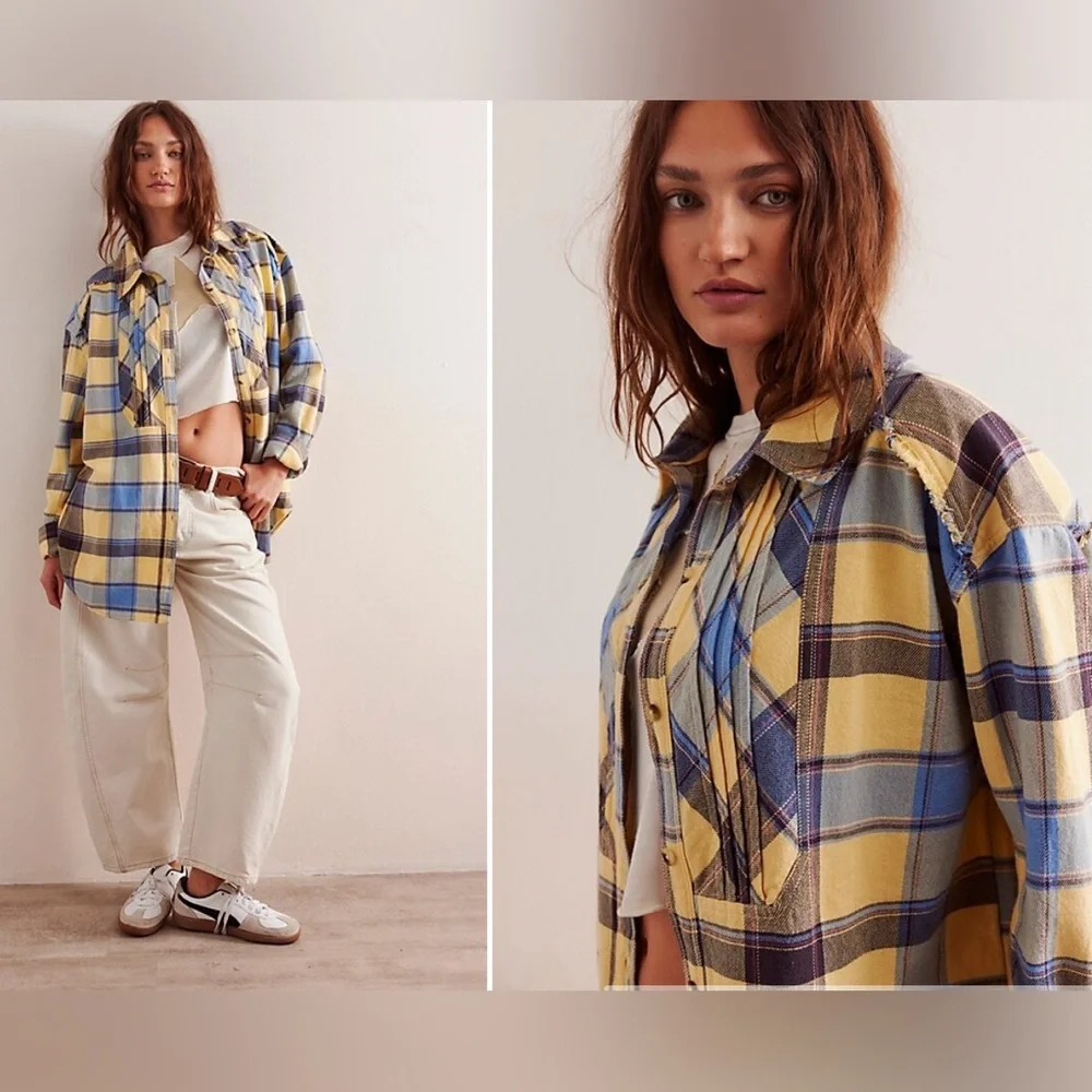 55-Free People We The Free Layla Plaid Shirt - Picture 3 of 5